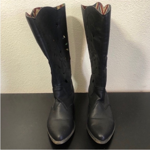 Rampage Black Faux Leather Tall Heeled Boots - Picture 2 of 16